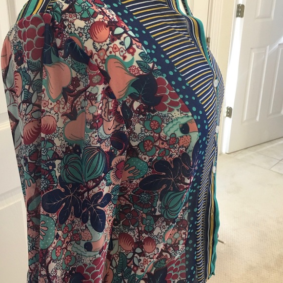 Sheer Floral Stripe Retro Blouse - Size: L - EUC - Picture 3 of 4